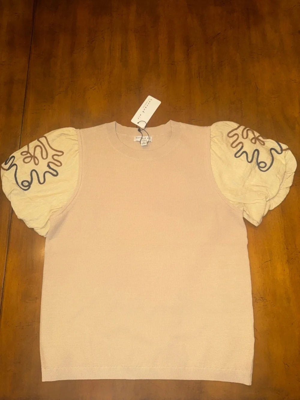 NWT Current Air Puff Sleeve Knit Top in with Puff Sleeves